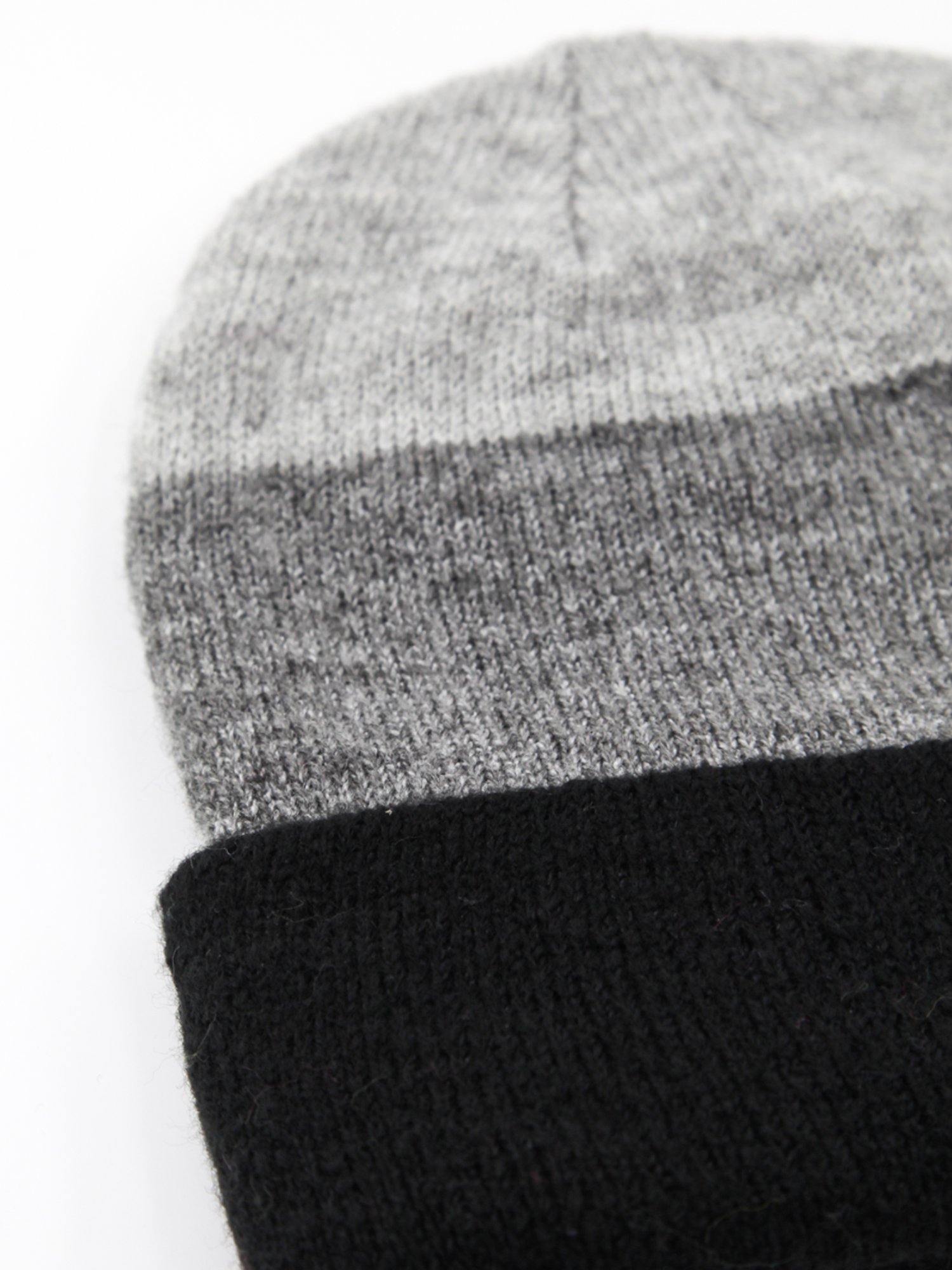 Stripe Jersey Knit Beanie Black And Grey - Shopmossrose