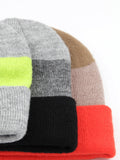 Stripe Jersey Knit Beanie Grey And Neon - Shopmossrose