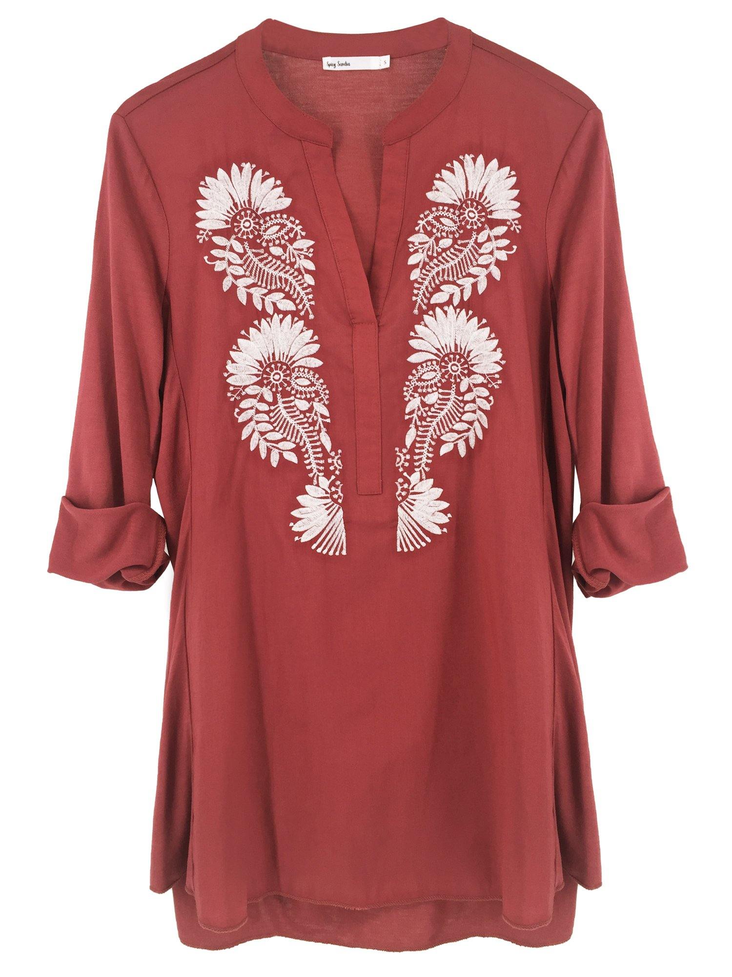 Moss Rose Embroidered Boho Top
