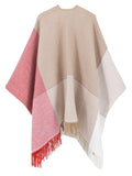 Color Block Blanket Poncho - Shopmossrose