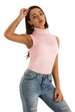 Women Sweater Pullover Stretchable Turtleneck Knit Sleeveless Slim Fit Tank Top