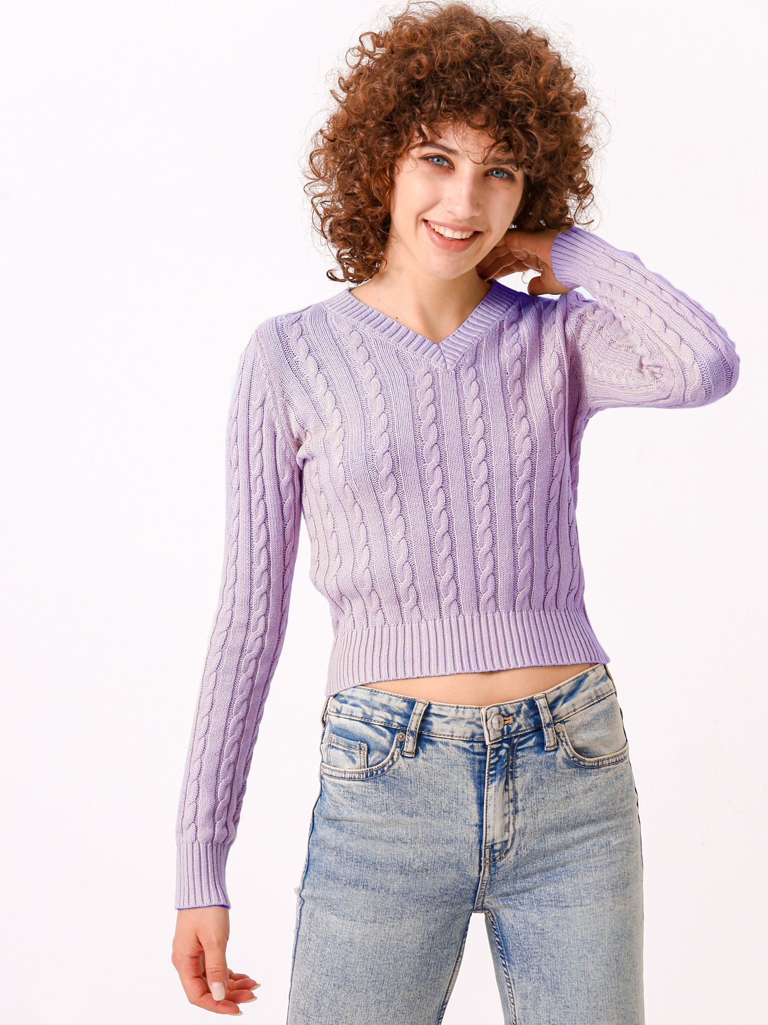 Waythefree V-Neck Cropped Pullover Sweater