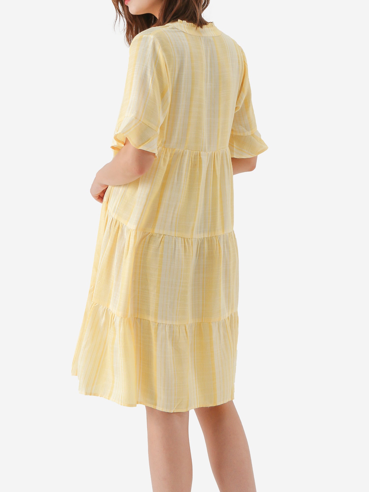 Sunny Stripe Tiered Midi Dress