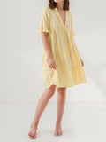 Sunny Stripe Tiered Midi Dress