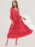 Berry Printed Tiered Maxi Dress - Shopmossrose