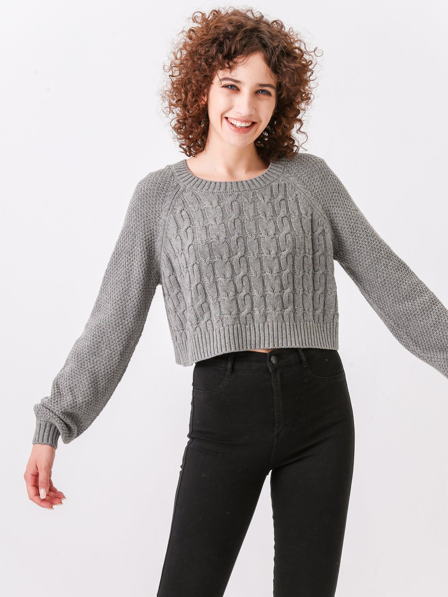 Waythefree Cable Knit Cropped Sweater