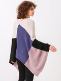 Color Block Knit Poncho