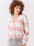 Stripe Ribbed Knit Sweater Cardigan