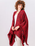 Red And Black Poncho Travel Wrap
