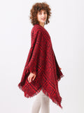 Red And Black Poncho Travel Wrap