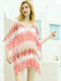 Pink Wave Lace Kimono Beach Cover Up