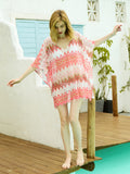 Pink Wave Lace Kimono Beach Cover Up