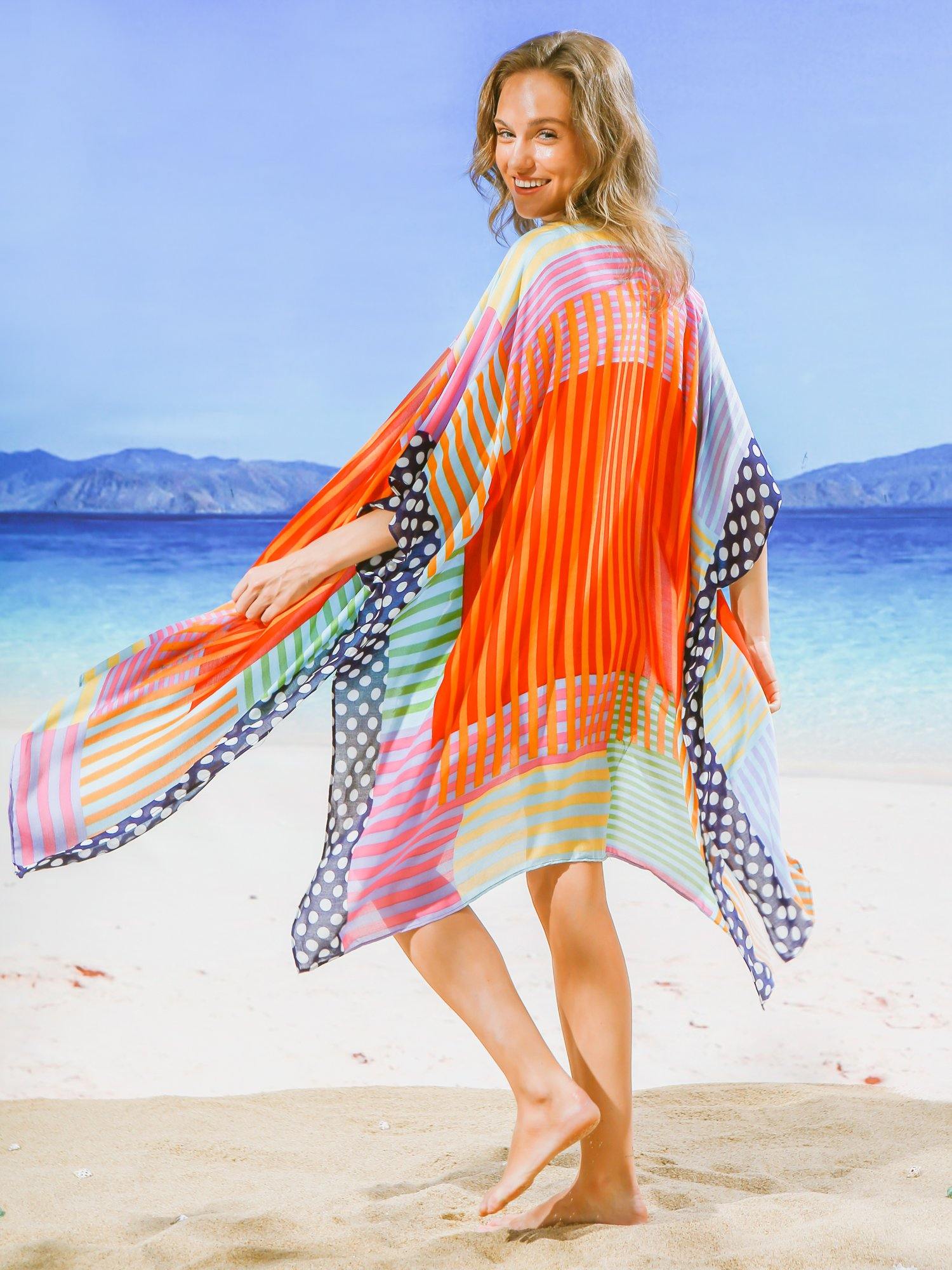 Amira Striped Print  Kimono - Shopmossrose
